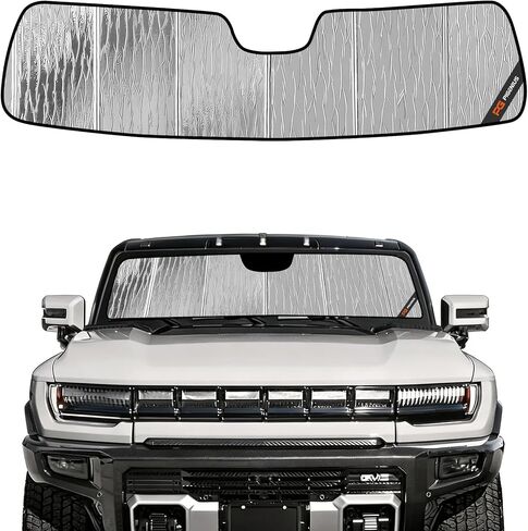 Pigenius Windshield Sun Shade for GMC Hummer EV Pickup 2022-2026 & SUV 2024-2026, Reversible Silver/Black in Kuwait