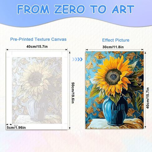zpptAugs Paint by Numbers Kit for Adults Beginners，Sunflower Funny Adult Paint by Number Kits on Canvas,Digital Oil Number Painting Kits for Home Decor Gift 12"x16"(Without Frame) in Kuwait