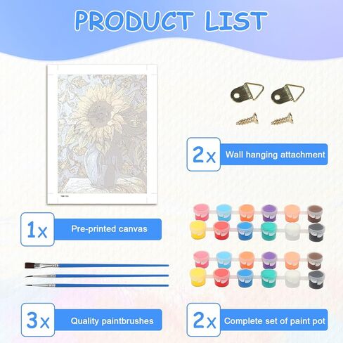 zpptAugs Paint by Numbers Kit for Adults Beginners，Sunflower Funny Adult Paint by Number Kits on Canvas,Digital Oil Number Painting Kits for Home Decor Gift 12"x16"(Without Frame) in Kuwait