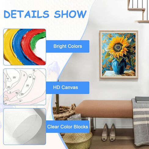zpptAugs Paint by Numbers Kit for Adults Beginners，Sunflower Funny Adult Paint by Number Kits on Canvas,Digital Oil Number Painting Kits for Home Decor Gift 12"x16"(Without Frame) in Kuwait
