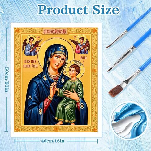 WUIVCTR Paint by Numbers kit for Adults Virgin Mary and Angels Religious, Paint by Numbers Kit 20x16in in Kuwait
