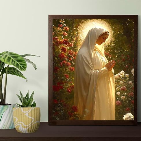 الطلاء حسب الرقم للبالغين، مجموعة الطلاء بالأرقام على شكل زهرة DIY من خلال مجموعات الطلاء للأم المقدسة للبالغين من خلال مجموعات الأرقام على القماش، مجموعات الطلاء حسب الأرقام للبالغين، ديكور المنزل، هدية فنية جدارية مقاس 16 × 20 بوصة in Kuwait