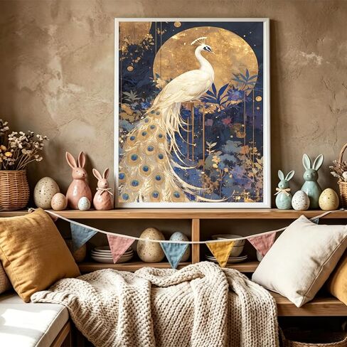 WUIVCTR A White Peacock Paint by Numbers Kit for Adults, Modern Aesthetic Paint by Number on Canvas, Abstract Art Digital Oil Painting Kits Suitable for Home Wall Decoration Gift 16" x 20" in Kuwait