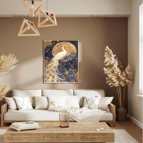 WUIVCTR A White Peacock Paint by Numbers Kit for Adults, Modern Aesthetic Paint by Number on Canvas, Abstract Art Digital Oil Painting Kits Suitable for Home Wall Decoration Gift 16" x 20" in Kuwait