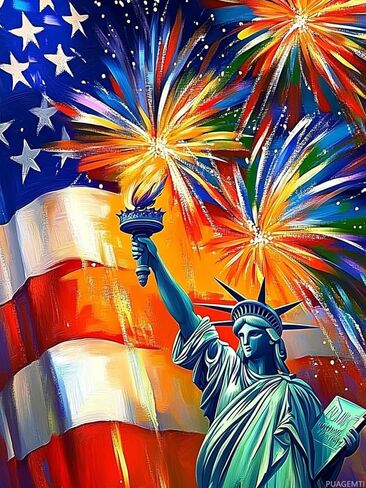 Liberty's Celebration Paint by Numbers Kit for Adults Beginner, 5D DIY Diamond Art Kits Patriotic, Paint by Number Without Frame Home Wall Decor 12x16Inch in Saudi Arabia