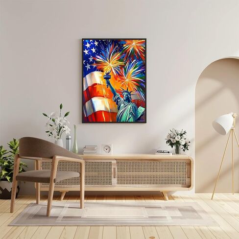 Liberty's Celebration Paint by Numbers Kit for Adults Beginner, 5D DIY Diamond Art Kits Patriotic, Paint by Number Without Frame Home Wall Decor 12x16Inch in Saudi Arabia