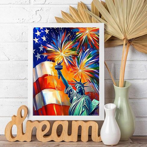Liberty's Celebration Paint by Numbers Kit for Adults Beginner, 5D DIY Diamond Art Kits Patriotic, Paint by Number Without Frame Home Wall Decor 12x16Inch in Saudi Arabia