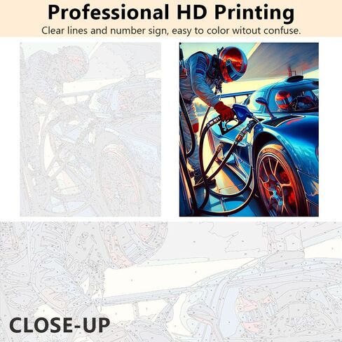 TUMOVO Racing Car Paint by Numbers Kit for Adults, Oil Gun in the Hand of a Technician Wearing a Sports Glove Paint by Number with Brushes and Pigment, DIY Art Crafts, 16x20 Inch in Kuwait