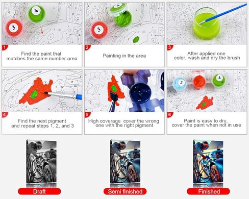TUMOVO Racing Car Paint by Numbers Kit for Adults, Oil Gun in the Hand of a Technician Wearing a Sports Glove Paint by Number with Brushes and Pigment, DIY Art Crafts, 16x20 Inch in Kuwait