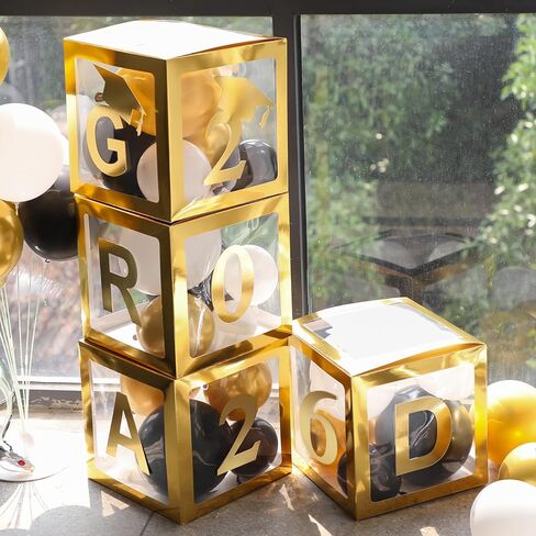 Fonder Mols 2026 Graduation Party Balloon Boxes, Graduation Decorations Class of 2026 High School College Kindergarten Graduation Party Decorations Supplies(no Balloons) (Gold) in Saudi Arabia