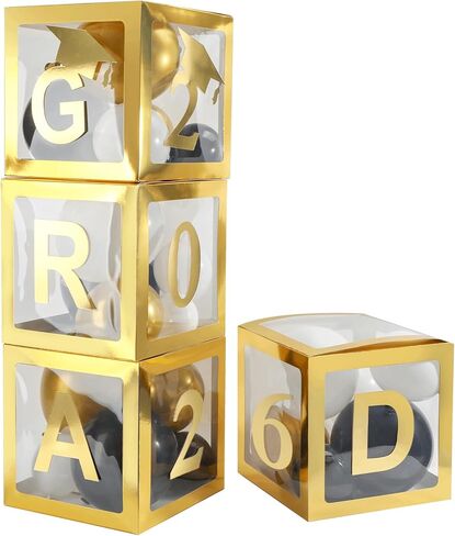 Fonder Mols 2026 Graduation Party Balloon Boxes, Graduation Decorations Class of 2026 High School College Kindergarten Graduation Party Decorations Supplies(no Balloons) (Gold) in Kuwait