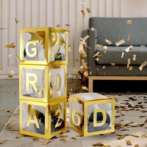 Fonder Mols 2026 Graduation Party Balloon Boxes, Graduation Decorations Class of 2026 High School College Kindergarten Graduation Party Decorations Supplies(no Balloons) (Gold) in Kuwait