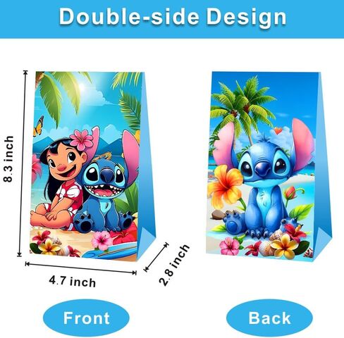 BNFUO 12pcs Stitch and Angel Goodie Bags Party Bags Gift Bags for Birthday Party, Stitch Birthday Party Supplies Birthday Decorations in Saudi Arabia