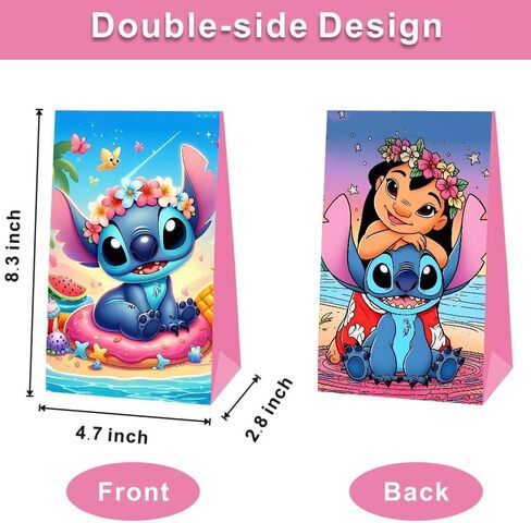 BNFUO 12pcs Stitch and Angel Goodie Bags Party Bags Gift Bags for Birthday Party, Stitch Birthday Party Supplies Birthday Decorations in Saudi Arabia