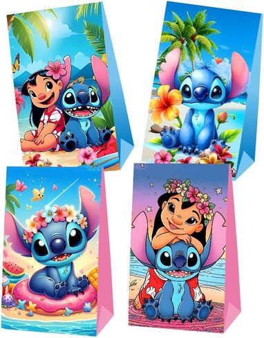 BNFUO 12pcs Stitch and Angel Goodie Bags Party Bags Gift Bags for Birthday Party, Stitch Birthday Party Supplies Birthday Decorations in Saudi Arabia