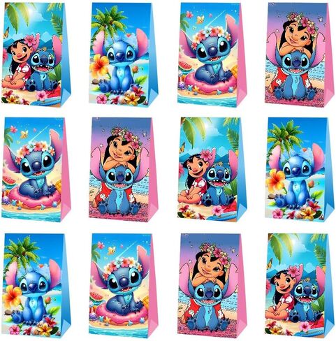 BNFUO 12pcs Stitch and Angel Goodie Bags Party Bags Gift Bags for Birthday Party, Stitch Birthday Party Supplies Birthday Decorations in Saudi Arabia