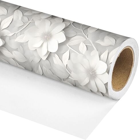 Dtiafu Wedding Wrapping Paper Roll - 3D White Floral Design for Valentine's Day Wedding Birthday Holiday Gifts Total 28.5sq.ft in Kuwait