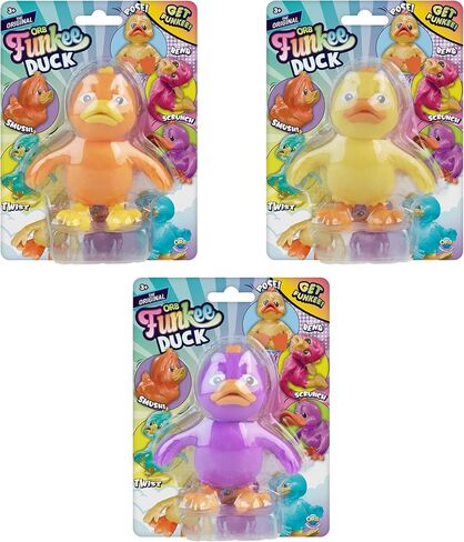 ORB Funkee Animalz Mega Squishy Duck 3 Pack - لعبة البط الرائعة والمضحكة والمطاطة والاسفنجية، مثالية لتخفيف التوتر - ألعاب Funkee Monkee Animal Fidget الأصلية القابلة للتجميع للأطفال والكبار in Kuwait