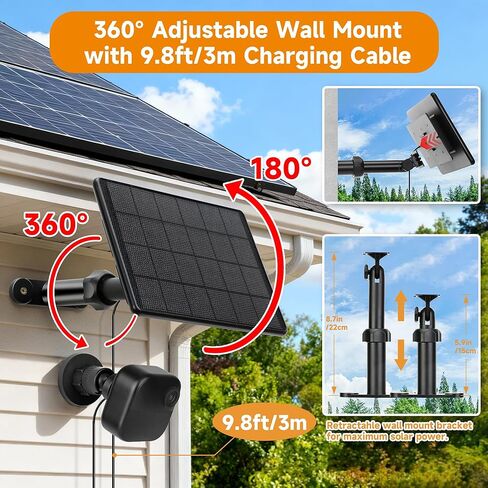 4 قطع من الألواح الشمسية لكاميرا Blink Outdoor 2K+/4(الجيل الرابع)/الخارجية (الجيل الثالث) XT3 وXT2/XT، شاحن شمسي 6 وات للوميض مع حامل قابل للتعديل 360 درجة 5.9 بوصة إلى 8.7 بوصة، كابل طاقة خارجي 10 أقدام، مقاوم للماء in Kuwait