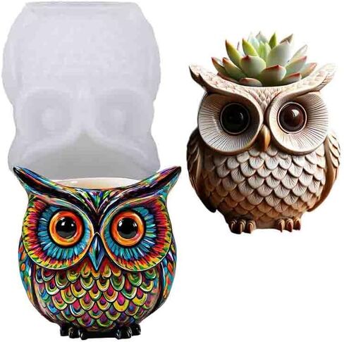 1 Set of owl Silicone Molds Pen Holder Storage Box Resin Mold Epoxy Resin Roughness Shaped Plaster Mold Concrete Clay for Potted Plant Ornaments Trinket Container, 3D DIY Making Decor Art Crafts in Saudi Arabia