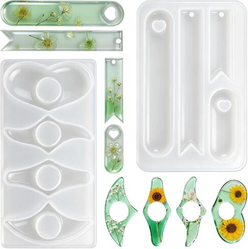 2 Set Resin Molds for Thumb Book Page Holder - Small Medium Rectangle Bookmark Resin Mold Kit, Handmade Thumb Bookmark Casting Mold for Epoxy Resin, DIY Reading Accessory for Book Lovers Readers in Kuwait