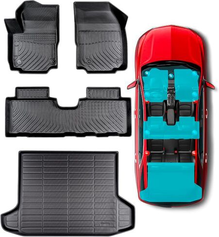 Car Floor Mats for Chevy Equinox/for GMC Terrain 2018-2024 (Not for EV), Cargo Liner Rubber TPE All Weather Full Set Equinox/Terrain Accessories 2018 2019 2020 2021 2022 2023 2024 Black in Saudi Arabia