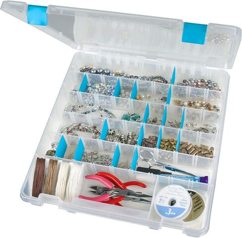 ArtBin 6865AT Super Satchel Slim 8 Compartment Crafting & Jewelry Organizer with Anti-Tarnish Technology, [1] Plastic Storage Case, Clear in Kuwait