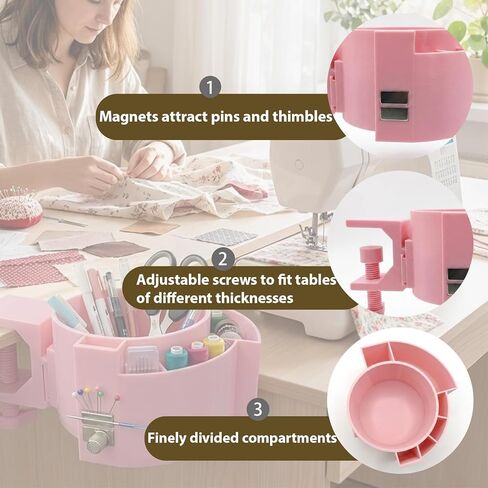 Sewing Table Organizer, Craft Table Clamp Organizer,Multi-Slot & Strong Magnets,for Fabric Scraps, Scissors, Sewing Notions Adjustable Clamp No Installation Required in Saudi Arabia
