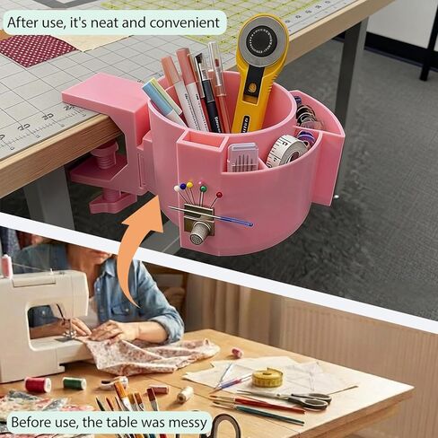 Sewing Table Organizer, Craft Table Clamp Organizer,Multi-Slot & Strong Magnets,for Fabric Scraps, Scissors, Sewing Notions Adjustable Clamp No Installation Required in Saudi Arabia