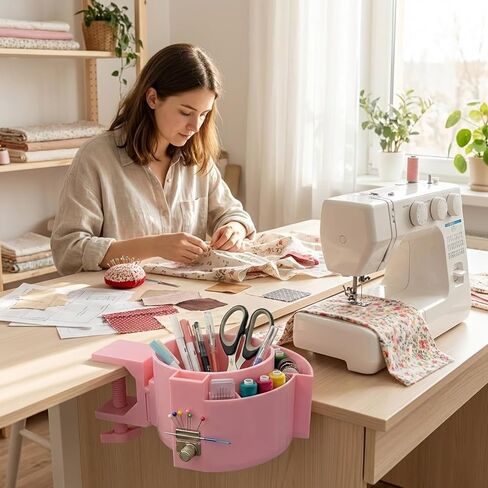 Sewing Table Organizer, Craft Table Clamp Organizer,Multi-Slot & Strong Magnets,for Fabric Scraps, Scissors, Sewing Notions Adjustable Clamp No Installation Required in Saudi Arabia