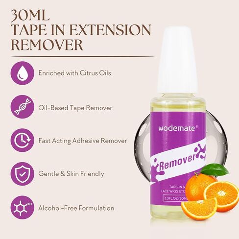Tape in Extension Remover 30ML, Fast-Acting Hair Extensions Adhesive Remover for Tape-ins, Removes Hair Glue,Toupees, Double Sided Extension Tapes, Gentle on Skin, Easy to Use in Saudi Arabia
