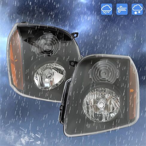 زوج واحد من المصابيح الأمامية البديلة لـ Denali XL 1500 XL 2500 2007-2014 مجموعة المصابيح الأمامية للسائق والراكب الأسود RH وLH 15861025 15861026 in Kuwait