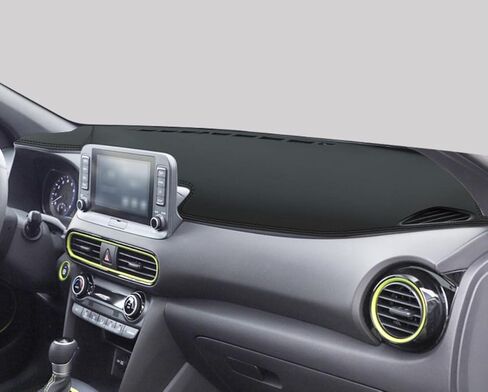 Black Leather Car Dash Mat Dashboard Cover Interior Pad for Hyundai Kona 2018-2023 in Saudi Arabia