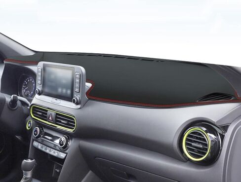 Black Leather Car Dash Mat Dashboard Cover Interior Pad for Hyundai Kona 2018-2023 in Saudi Arabia