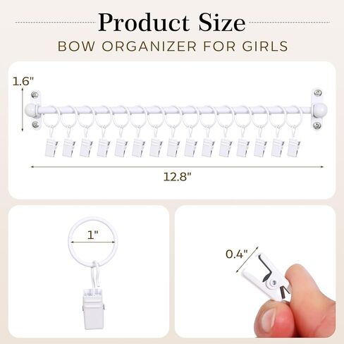 Bow Holder for Girls Hair Bows, Ribbon Hair Clip Oraganizer Hair Barrettes Storage for Women,Wall Hanging Alligator Clip Hair Accessories Organizer Bedroom College Dorm Decor (White-1pcs) in Saudi Arabia