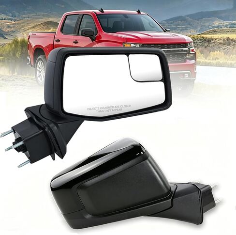 Right Passenger Side Mirror Compatible with 2019-2025 Chevy Silverado 1500 Rear View Mirrors With Power Glass Manual Folding Heated Without Turn signal Replace#GM1321583 (7Pins） in Saudi Arabia