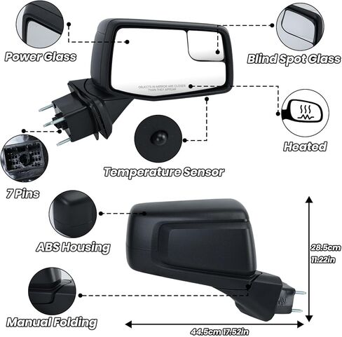 Right Passenger Side Mirror Compatible with 2019-2025 Chevy Silverado 1500 Rear View Mirrors With Power Glass Manual Folding Heated Without Turn signal Replace#GM1321583 (7Pins） in Saudi Arabia