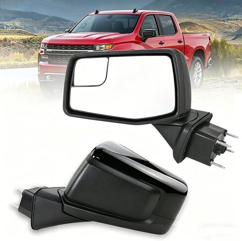 Right Passenger Side Mirror Compatible with 2019-2025 Chevy Silverado 1500 Rear View Mirrors With Power Glass Manual Folding Heated Without Turn signal Replace#GM1321583 (7Pins） in Saudi Arabia