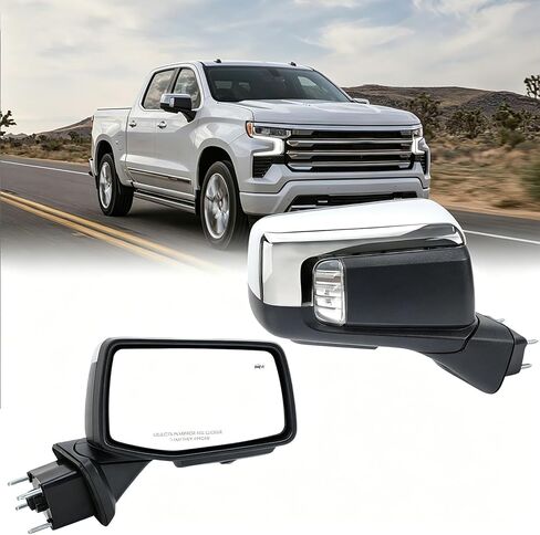 Right Passenger Side Mirror Compatible with 2019-2025 Chevy Silverado 1500 Rear View Mirrors With Power Glass Manual Folding Heated Without Turn signal Replace#GM1321583 (7Pins） in Saudi Arabia