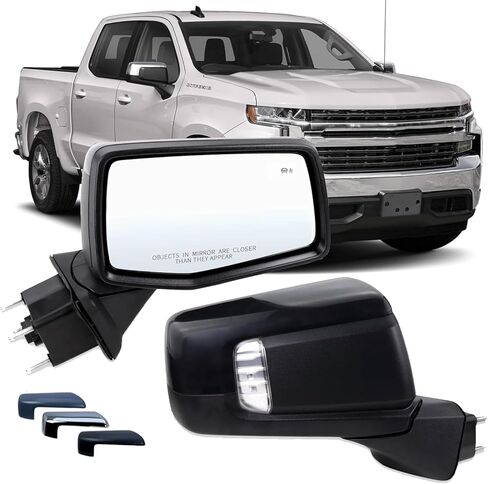 Right Passenger Side Mirror Compatible with 2019-2025 Chevy Silverado 1500 Rear View Mirrors With Power Glass Manual Folding Heated Without Turn signal Replace#GM1321583 (7Pins） in Saudi Arabia