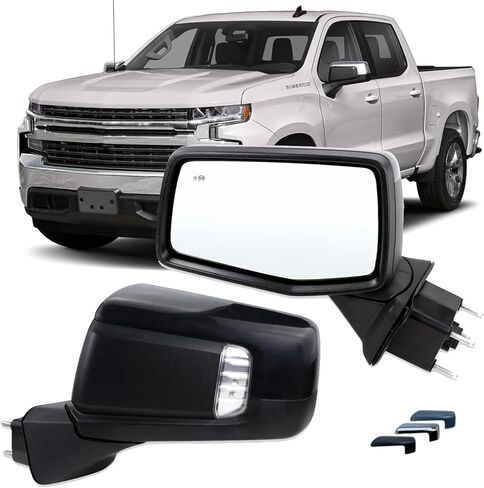 Right Passenger Side Mirror Compatible with 2019-2025 Chevy Silverado 1500 Rear View Mirrors With Power Glass Manual Folding Heated Without Turn signal Replace#GM1321583 (7Pins） in Saudi Arabia