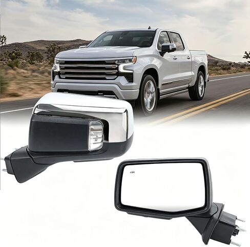 Right Passenger Side Mirror Compatible with 2019-2025 Chevy Silverado 1500 Rear View Mirrors With Power Glass Manual Folding Heated Without Turn signal Replace#GM1321583 (7Pins） in Saudi Arabia