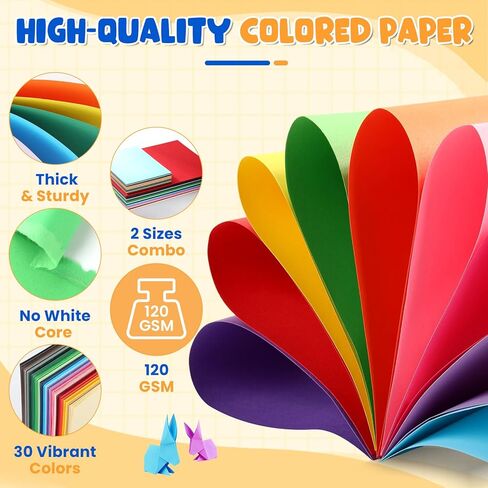 510 Sheets Colored Paper 8.5" X 11" & 5" X 7" Construction Paper 30 Assorted Colors Construction Paper Bulk Colored Cardstock Printer Paper for DIY Crafts School Supplies Card Making Cricut, 120 GSM in Kuwait
