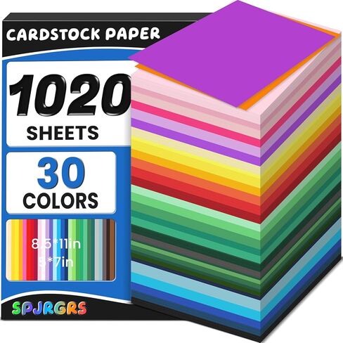 510 Sheets Colored Paper 8.5" X 11" & 5" X 7" Construction Paper 30 Assorted Colors Construction Paper Bulk Colored Cardstock Printer Paper for DIY Crafts School Supplies Card Making Cricut, 120 GSM in Kuwait