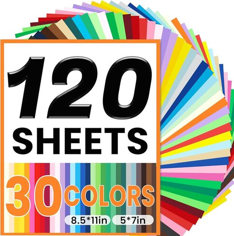 510 Sheets Colored Paper 8.5" X 11" & 5" X 7" Construction Paper 30 Assorted Colors Construction Paper Bulk Colored Cardstock Printer Paper for DIY Crafts School Supplies Card Making Cricut, 120 GSM in Kuwait