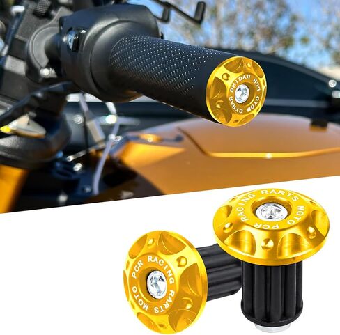 Wuyaoyao 2PCS Motorcycle Bar End Plugs, Aluminum Bar Ends Replacement, Bike Handlebar End Caps, Decorative Handlebar Grip Plugs Universal for Motorcycle, Mountain & Road Bike, MTB, BMX (Golden) in Saudi Arabia