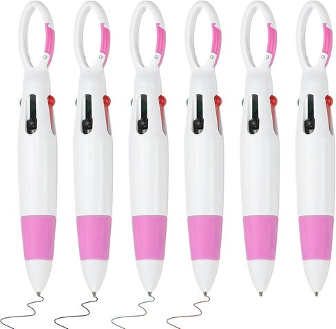 PATIKIL 4 Colors Retractable Ballpoint Pens, 6Pcs 1.0mm Ballpoint Pen with Buckle Clip Keychain for Office Supplies Children Gift, Rose Red in Kuwait