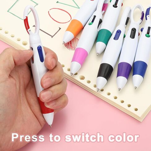 PATIKIL 4 Colors Retractable Ballpoint Pens, 6Pcs 1.0mm Ballpoint Pen with Buckle Clip Keychain for Office Supplies Children Gift, Rose Red in Kuwait