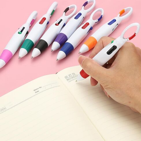 PATIKIL 4 Colors Retractable Ballpoint Pens, 6Pcs 1.0mm Ballpoint Pen with Buckle Clip Keychain for Office Supplies Children Gift, Rose Red in Kuwait
