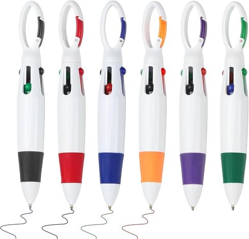 PATIKIL 4 Colors Retractable Ballpoint Pens, 6Pcs 1.0mm Ballpoint Pen with Buckle Clip Keychain for Office Supplies Children Gift, Rose Red in Kuwait